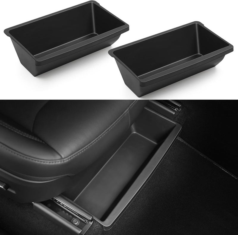 Abystar Under Seat Storage Box for 2026 Tesla Model Y Juniper, Hidden Organizer Tray for Front Passenger Seat, Custom Fit Interior Accessory for Tesla New Model Y Juniper, Anti-Slip & Durable - Image 1